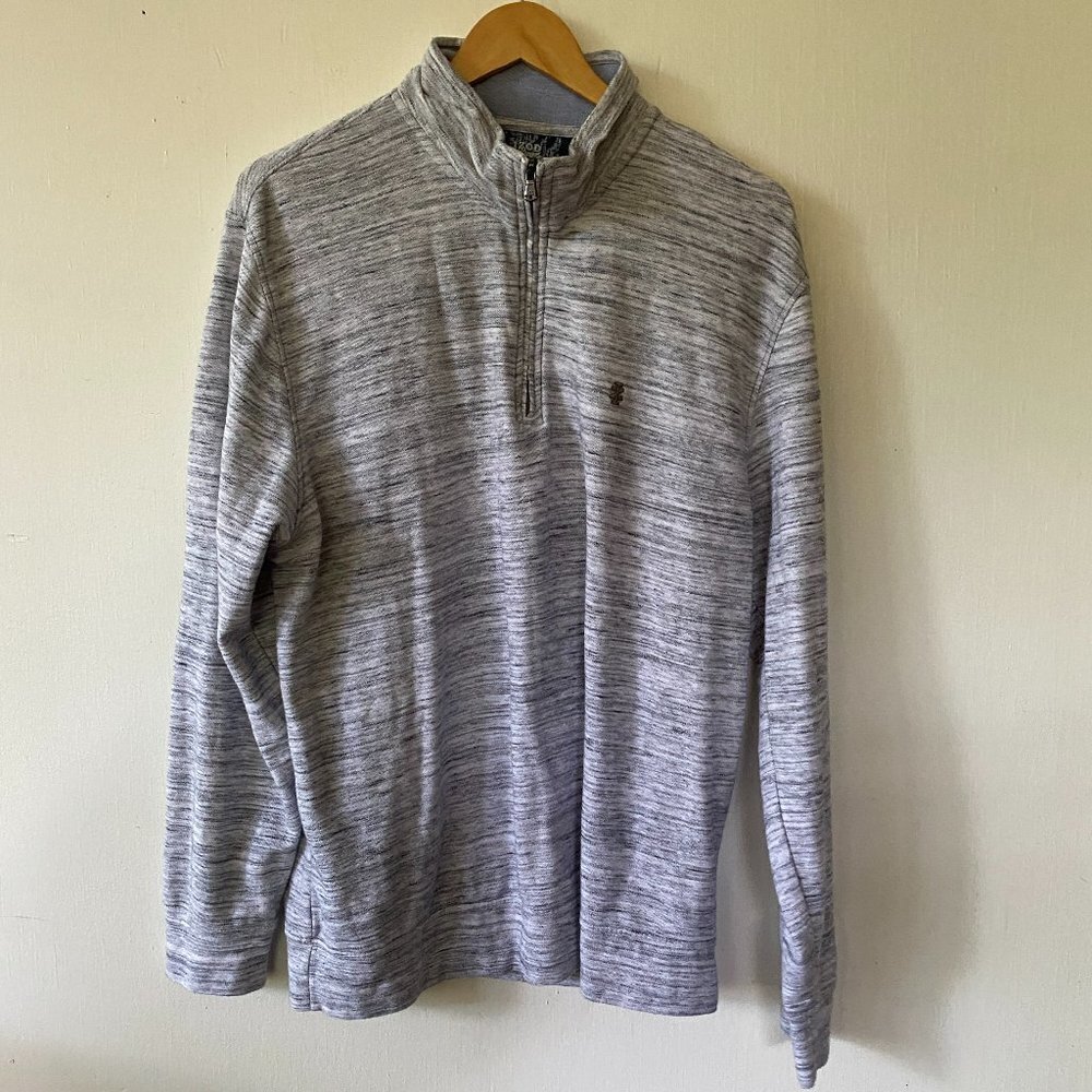 IZOD Saltwater Pullover Mens‎ Large Sweatshirt 1/2 Zip Blue Southern Preppy
